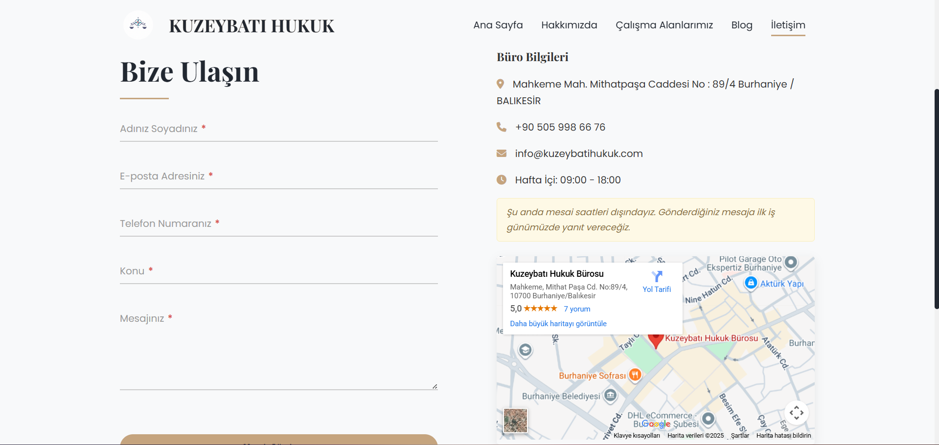 KUZEYBATI HUKUK web sitesi